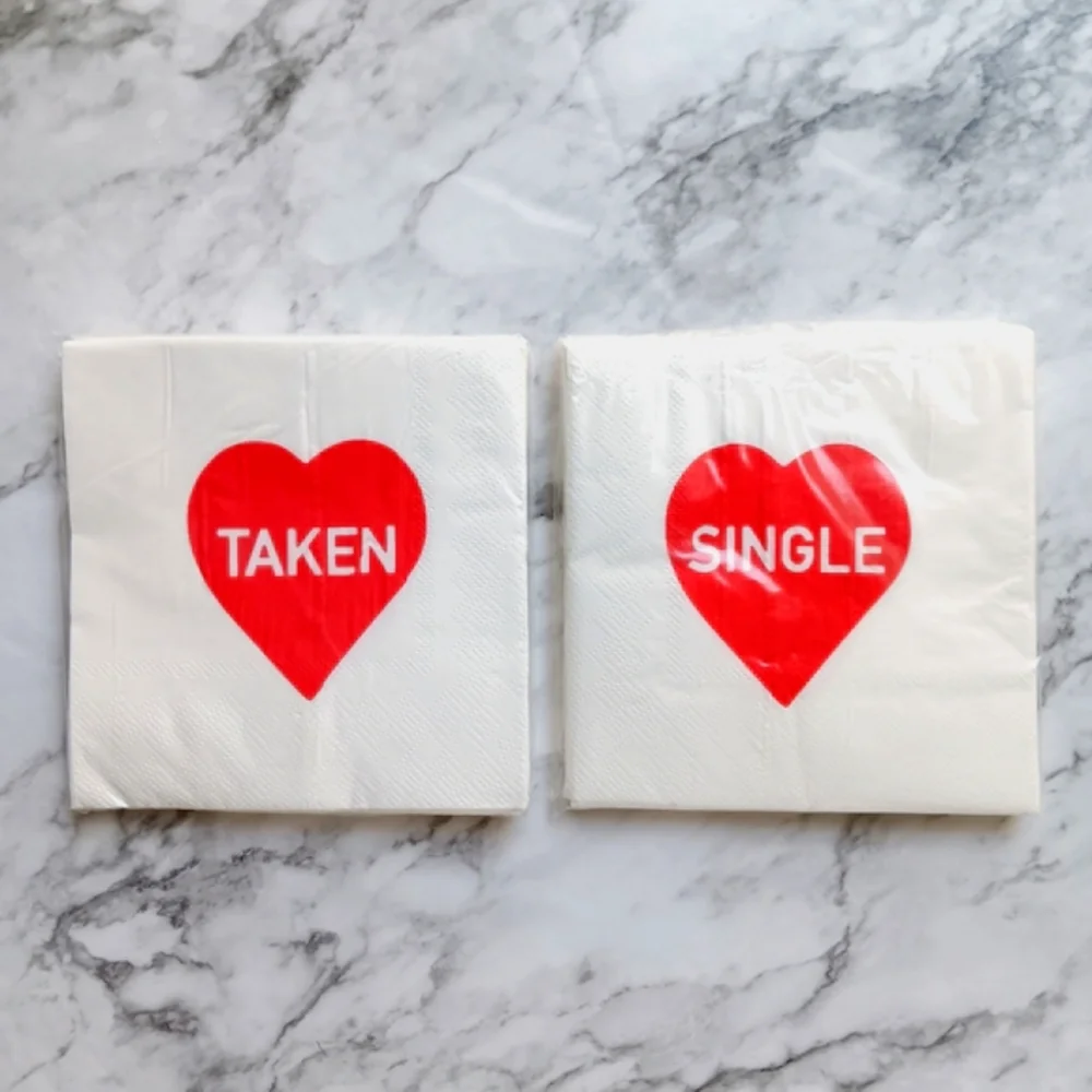 Heart Design Napkins - Taken & Single